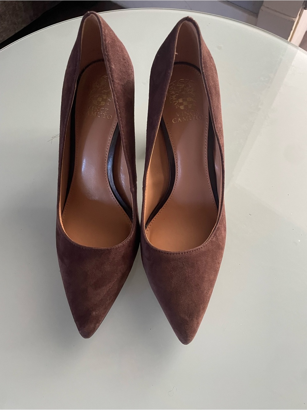 Vince Camuto Pointed Toe Suede Pumps in Brown